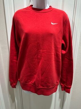 Nike Red Sweatshirt with White Swoosh Tag